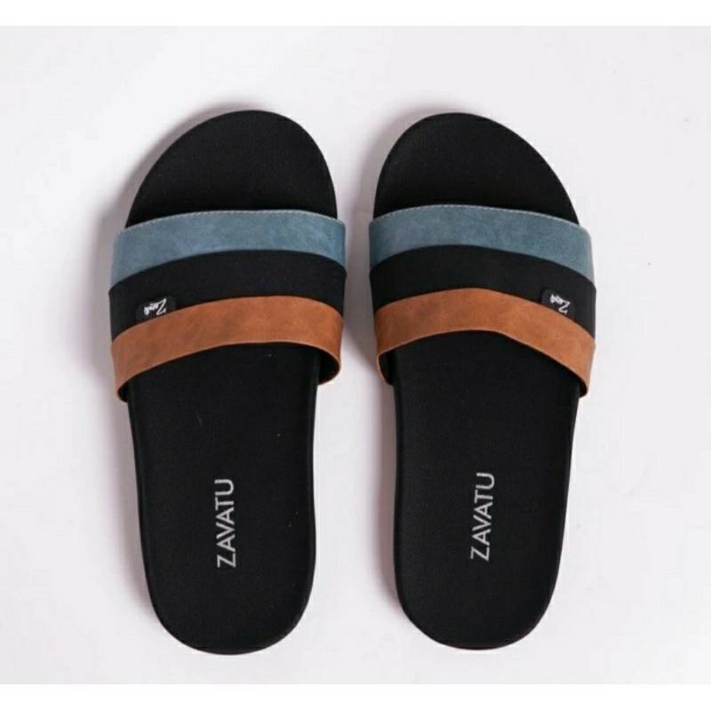 Sandal Pria Anti Slip BIG Size 44-49 Sendal Slop Casual Remaja Cowok Leather JUMBO Empuk Tane