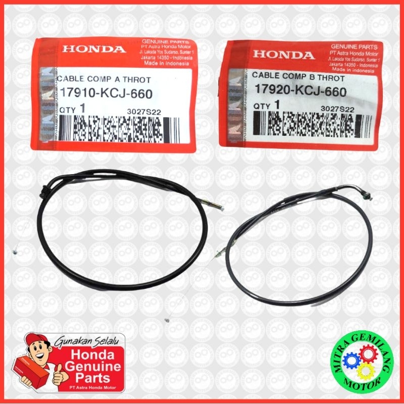 KABEL GAS HONDA TIGER REVO SET A DAN B ASLI AHM