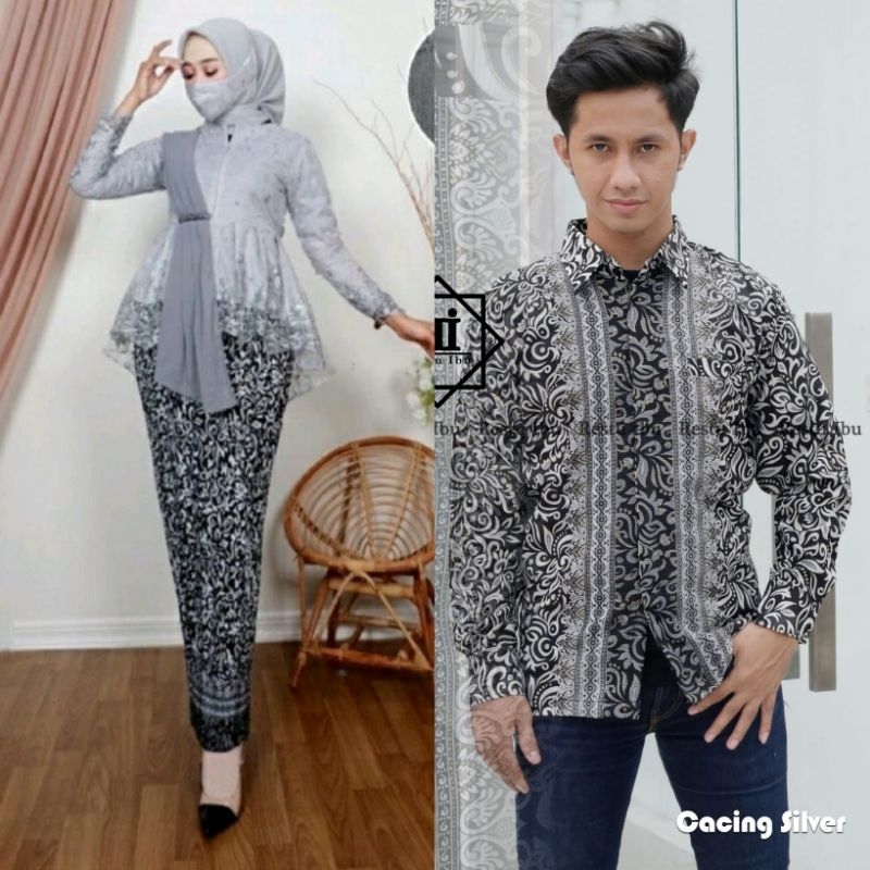 Kebayashopp couple kebaya aurora selendang kemeja batik panjang/setelan kebaya aurora selendang/couple kebaya wisuda /couple kebaya kondangan/couple kebaya pesta/couple kebaya aurora tulle/couple keluarga/couple sarimbit/kebaya busui