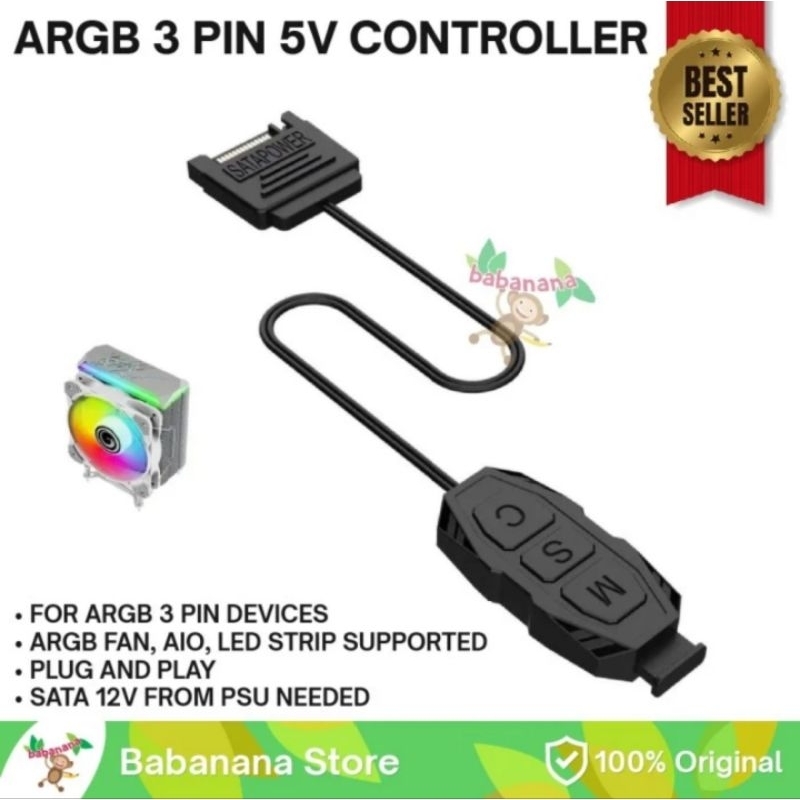 CONTROLLER ARGB 5V 3 PIN POWER SATA HUB AURA FOR FAN CASE LED STRIP