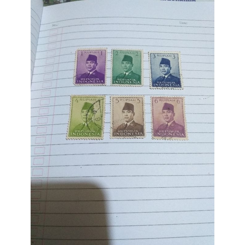 

Perangko Kuno Soekarno 123456 Rupiah 6Pcs (Bekas)