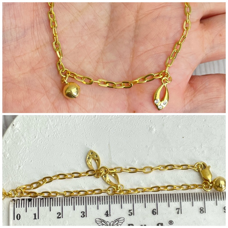 Gelang rantai perak asli lapis emas 24k GLV01