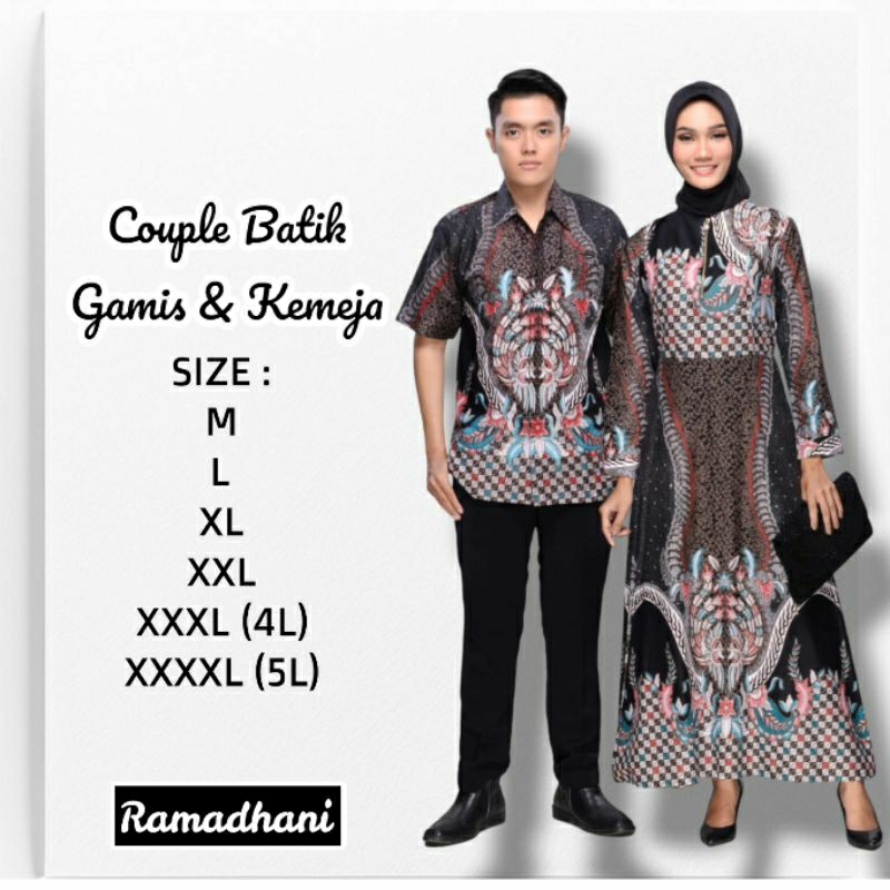 Couple Batik Keluarga Pasangan Gamis Jumbo 4L-5L Sarimbit Set Longdress Maxi Muslim Big Size DVN-Sgn