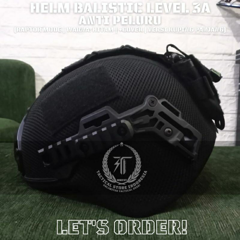 EXCLUSIVE TSI SERIES! Helm Tactical Balistic Asli Level 3A Model Rel Wendy Raptor - Versi Kuping Panjang - Helm Anti Peluru TNI Polri