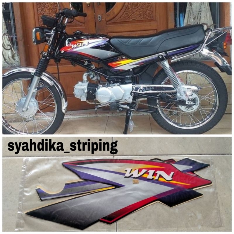 STIKER STRIPING LIS BODY HONDA WIN 100 2005 HITAM MERAH