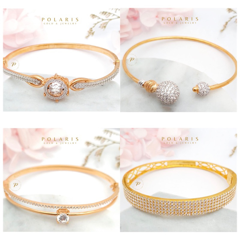 Gelang Tangan Bangle Fashion Look Perhiasan Emas Kuning Kadar Emas Muda 375/8K