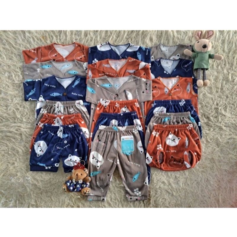 Paket Setelan baju bayi  baru lahir GARMENT printing Cat kado celana bayi SNI dan OEKOTEX promo 8.8