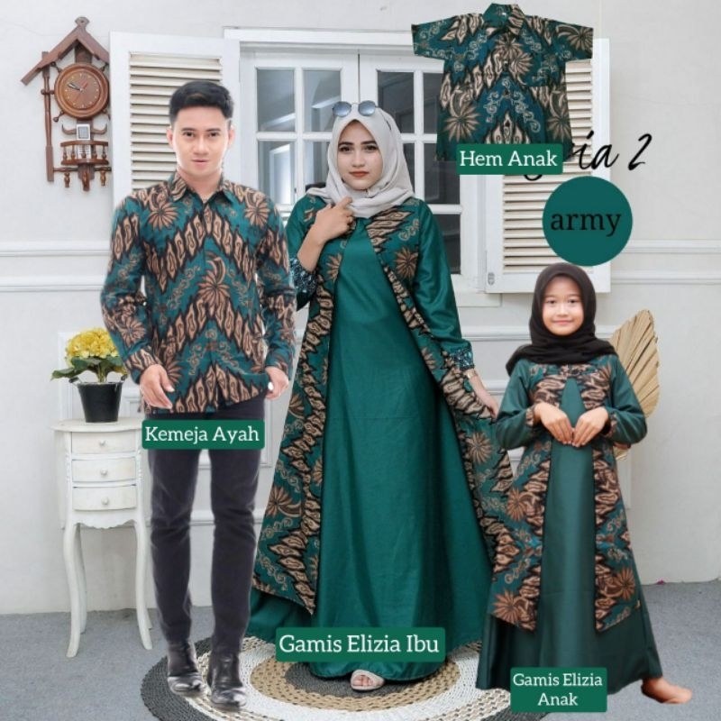 COUPLE FAMILY TOYOBO HIJAU TUA HIJAU BOTOL ARMY GREEN BOOTLE SERAGAM KAPEL SARIMBIT KELUARGA GAMIS C