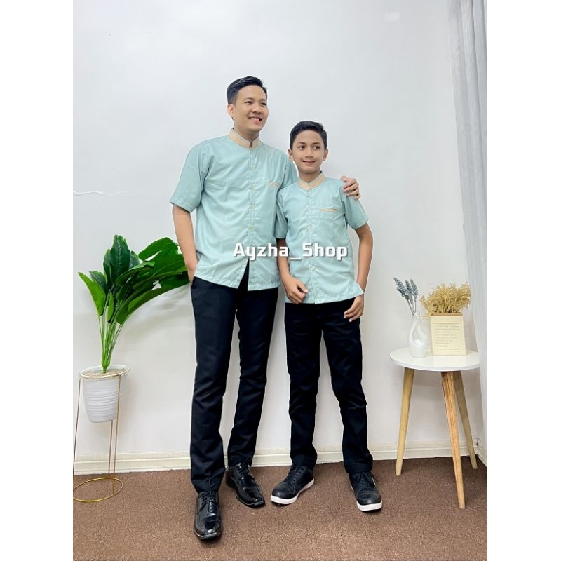 Baju koko couple ayah dan anak warna wardah