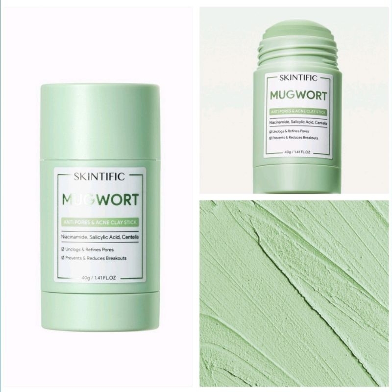 Skintific Mugwort Anti Pores &amp; Acne Clay Stick 40g Masker Wash Off Masker Clay