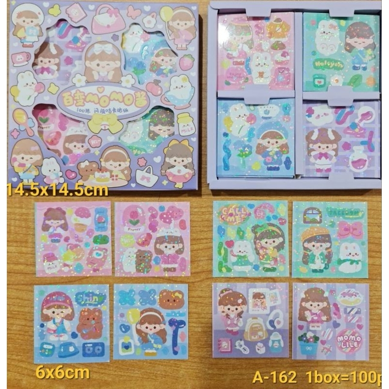 [ULTRATOYS] STICKER ISI 100 NEW MOMO MINI GLITTER AESTHETIC LUCU