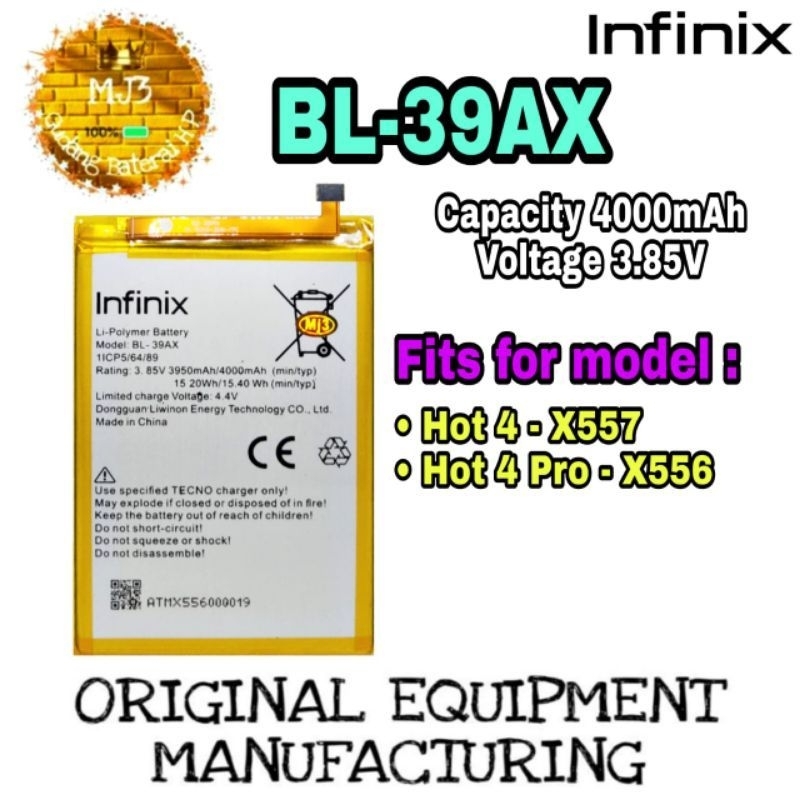 INFINIX HOT 4 HOT 4 PLUS X556 X557 BL39AX BL-39AX BATTERY BATRAI BATRE BATERAI BATU HP ORIGINAL