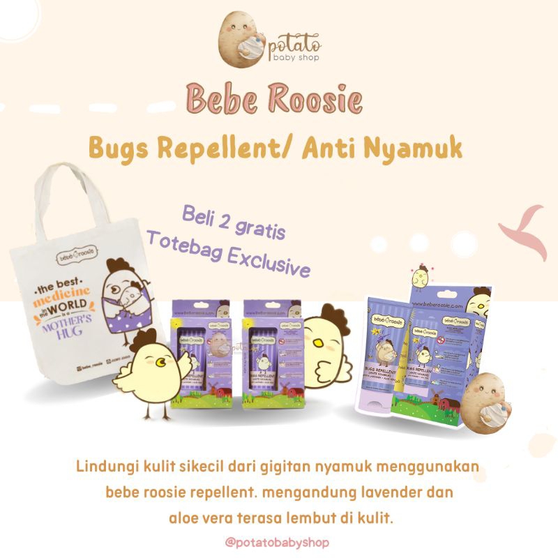 Bebe Roosie Bugs Repellent Bundling(Free Tote Bag) Dan Per 1 Pcs - Anti Nyamuk