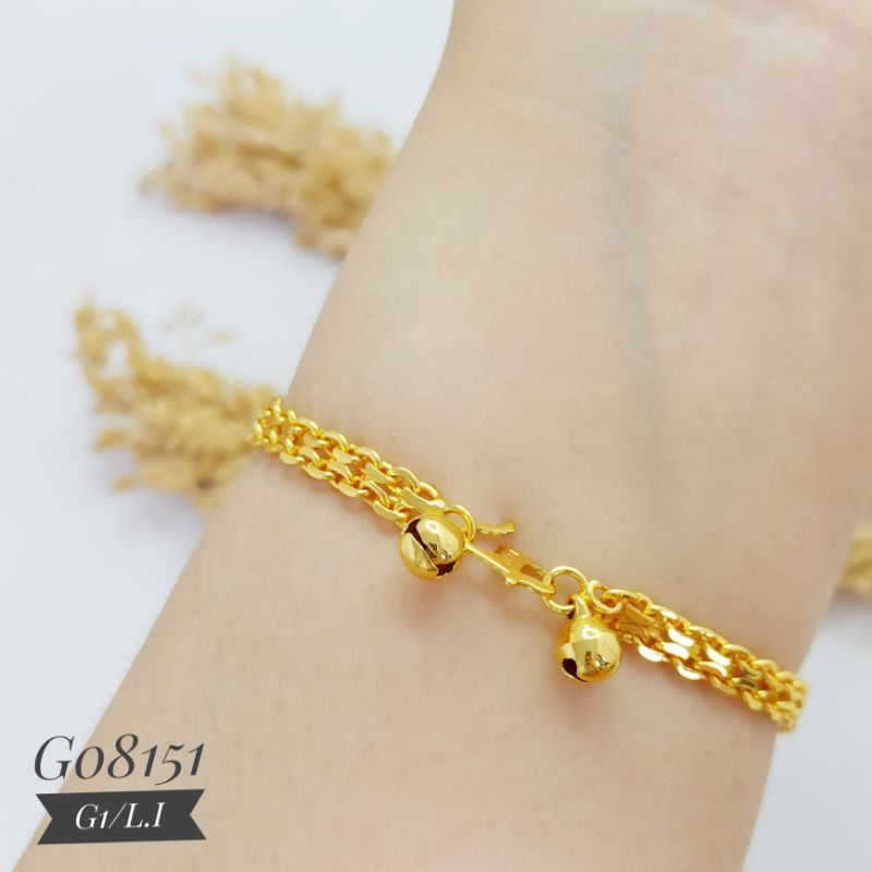 Gelang Fashion Rhodium Rantai Tikar 3mm Warna 24k G08151