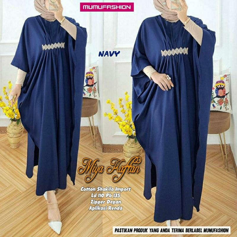 TKG - MIYA KAFTAN Gamis Kaftan Wanita Shakila Import HQ Motif Renda by Mumu Fashion Solo
