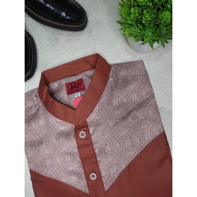 Kemko RH Rumah Hafidzah Terakota XL kemeja Koko lengan pendek