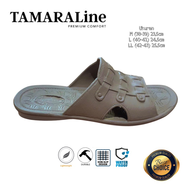 Sandal Selop Slide Slip on Karet Pria Dewasa / Remaja - TAMARALINE 135-2W / Bahan Premium Lentur Empuk Ringan Kuat Anti Slip Anti Air Model Sandal Casual Santai Rumah Hotel Outdoor Kamar Mandi Murah Original