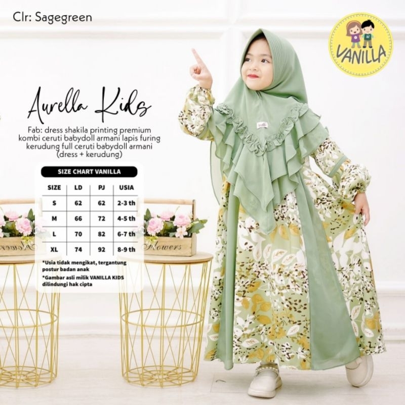 Aurella Kids by Vanilla Gamis Set Jilbab Anak