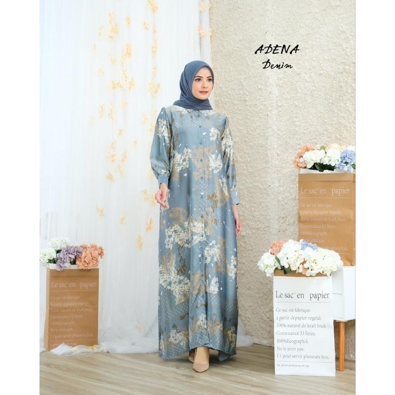 GAMIS ADENA DRESS KATUN DIOR SILKPREMIUM MOTIF BUNGA BUSUI // GAMIS ARMANI MOTIF // GAMIS PENGAJIAN 