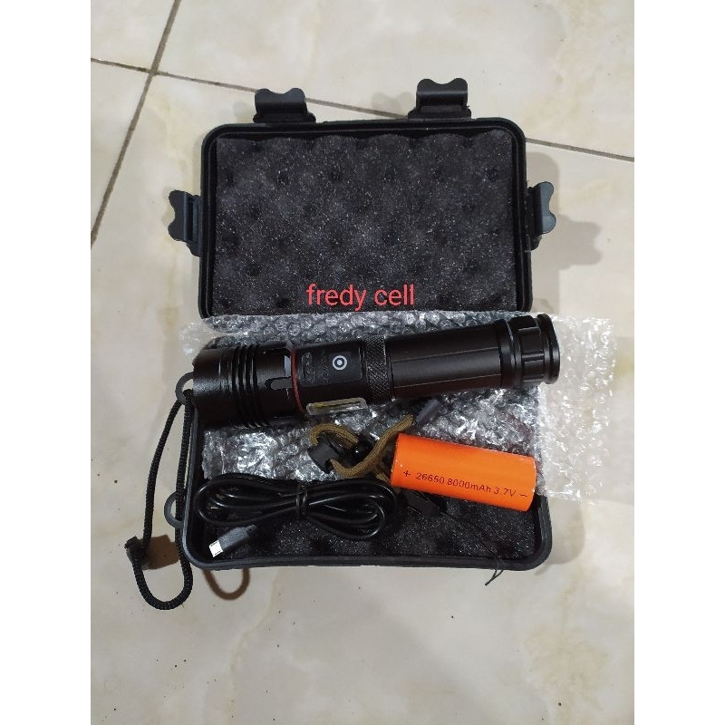 Senter XHP70+COB 26650 Super Terang Jarak Jauh