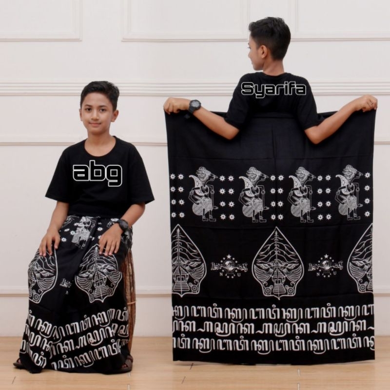 Sarung Batik Anak - Sarung Batik Santri - Sarung Batik Print - Sarung Batik Motif Aksara Jawa NU