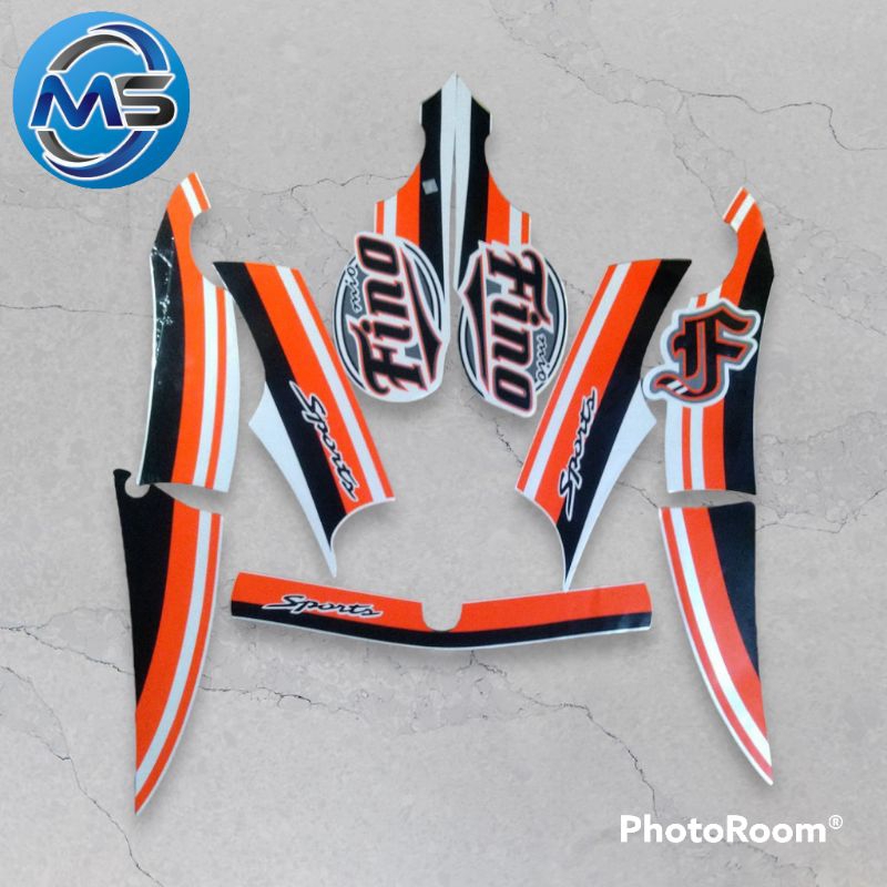 Stiker Striping Motor Fino 2013 Putih Oren Sticker Lis Body Standar