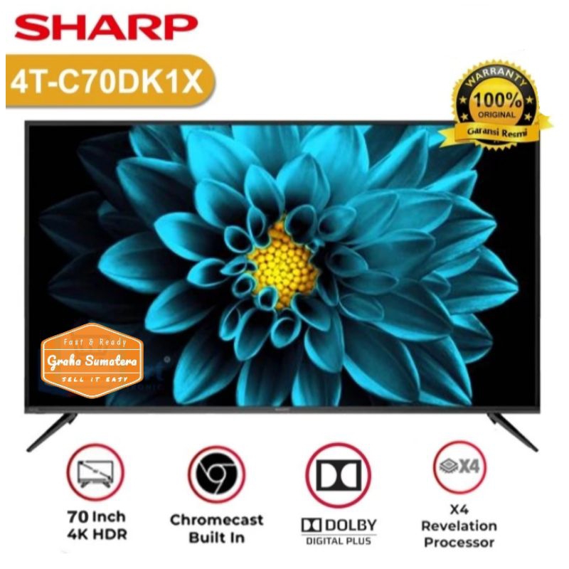 Sharp Android Smart TV 70Inch 4T-C70DK1X 4K Ultra HDR Murah Medan