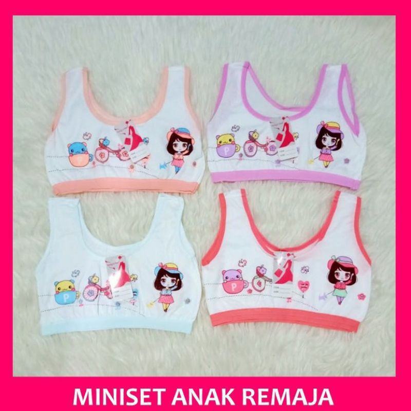 1 lusin miniset cantik motif gambar termurah | miniset anak remaja bahan katun tali besar