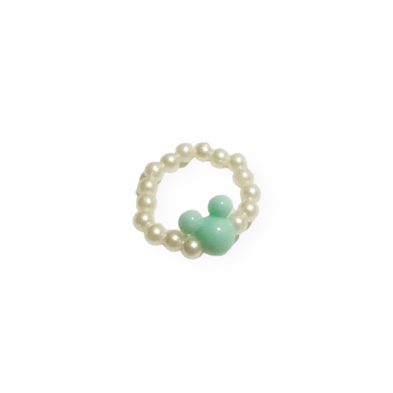 Cincin Beads Mickey Karakter Aesthetic Mutiara Elastis Pearl Ring