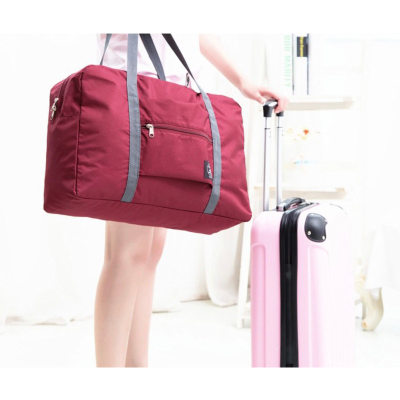 TAS TRAVEL LIPAT FOLDING BAG SERBAGUNA TAS PARASUT PENYIMPANAN BAJU -  BISA COD / BAYAR DI TEMPAT PS