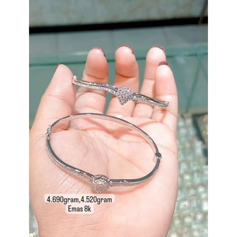 Gelang cekak emas putih kadar 375%8k