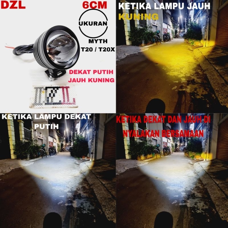 MYTH lampu tembak led t20 t20x d2 laser gun u2a 2 warna cut off 4d high low jauh dekat putih kuning
