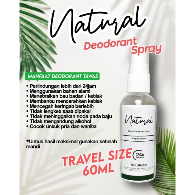 (PROMO) NATURAL DEO tawas cair spray 60ml travel size, deodorant alami  CALLUM  non alkohol