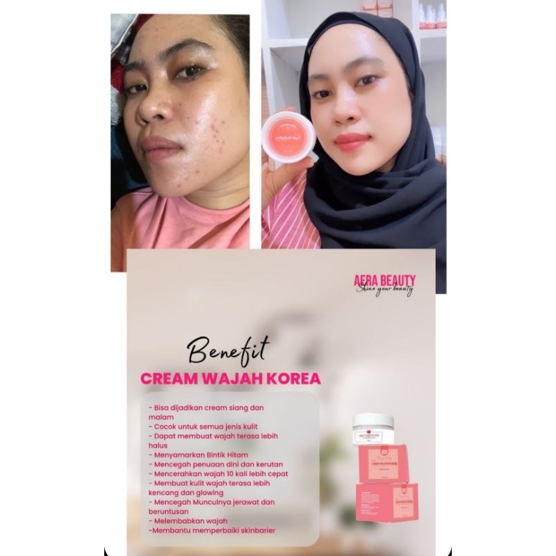 cream wajah aera beauty, cream wajah korea, cream glowing aera, cream whitening aera, pemutih wajah aera beauty, cream aera beauty