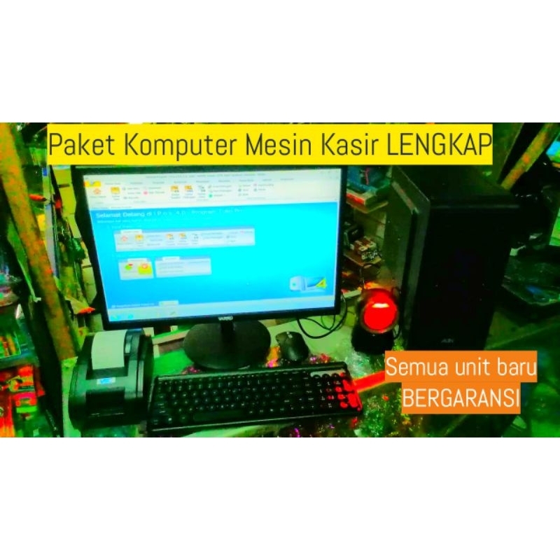 Paket Mesin Kasir Komputer PC Pakai Barcode Scanner Duduk