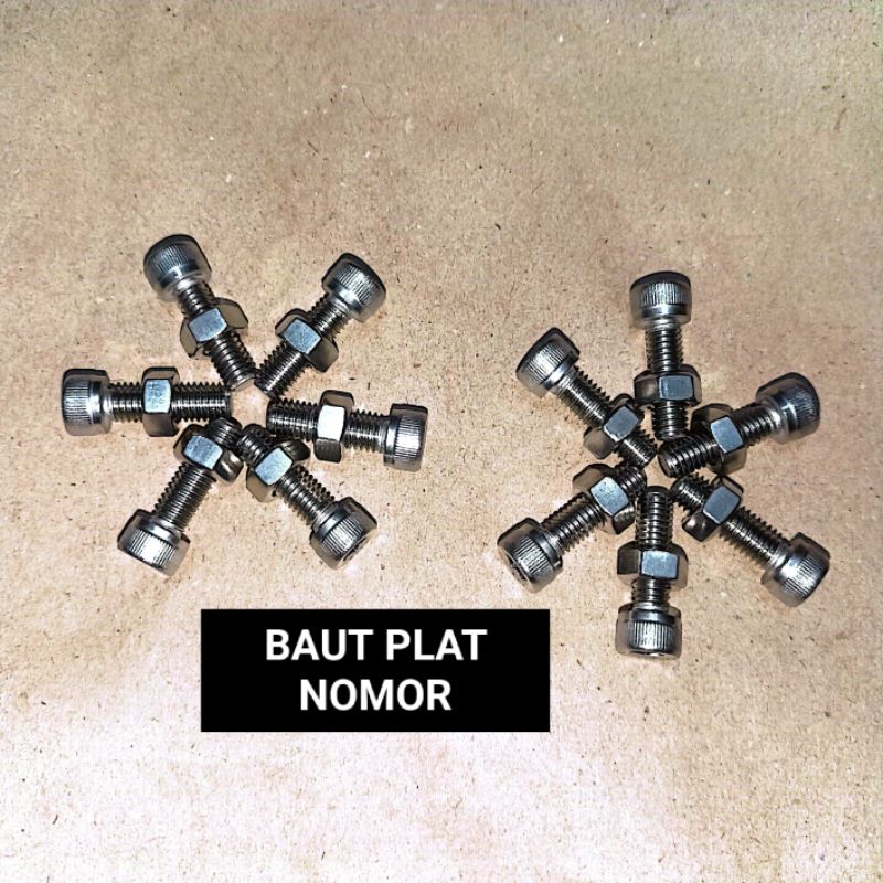 BAUT PLAT NOMOR STAINLESS (HARGA 1 PCS) MUR 10 ANTI KARAT