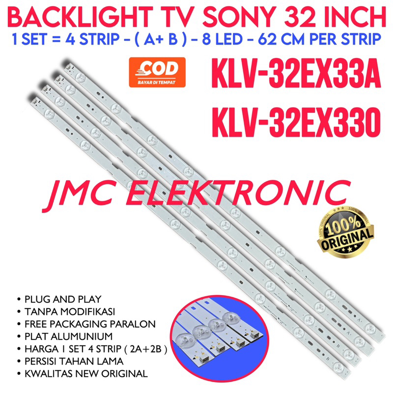 BACKLIGHT TV LED SONY 32 INC KLV32EX33A KLV32EX330 KLV-32EX33A 32EX330 LAMPU BL 32IN KLV32EX33 8K 3V