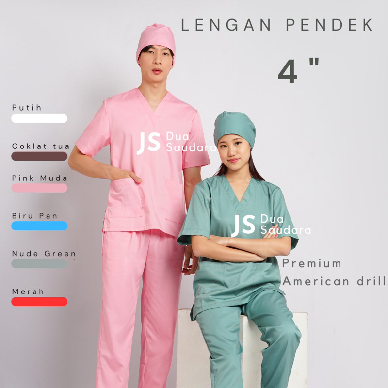 (NEW COLOR) BAJU OK/ BAJU JAGA / SERAGAM PERAWAT/ BAJU JAMAL/ MEDICAL SCRUBS/ BAJU OK LENGAN PENDEK