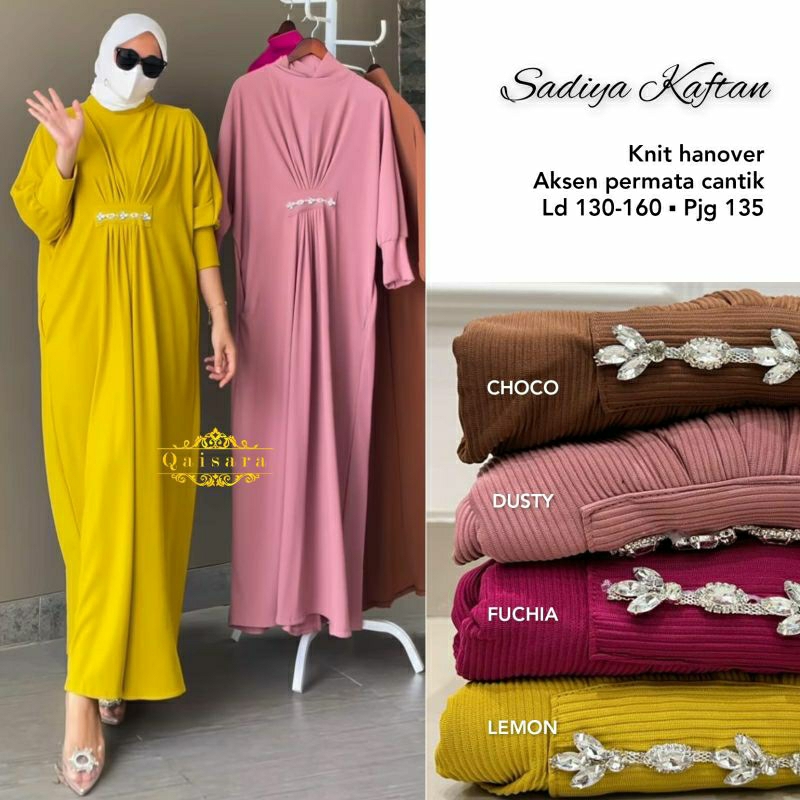 Sadiya kaftan-pakaian muslim wanita kaftan bahan knit hanover by Qaisara