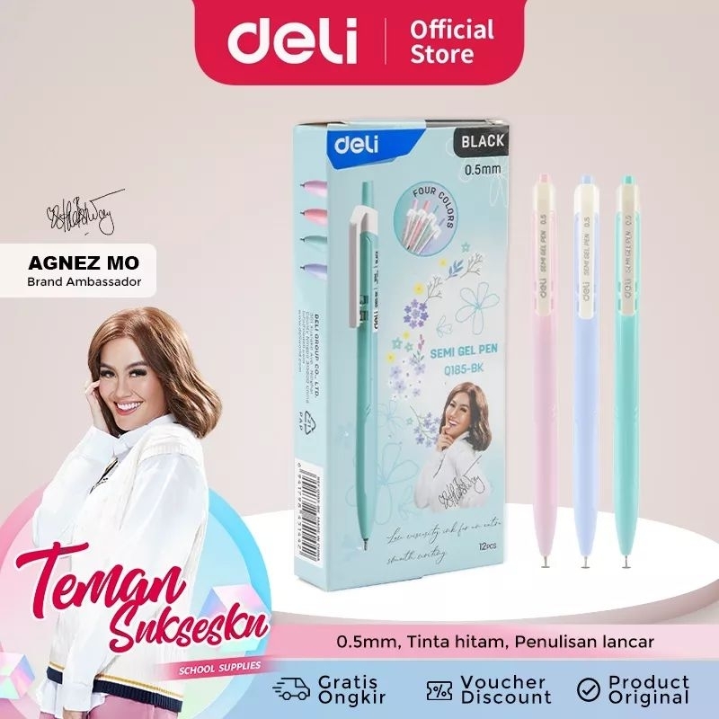 

DELI X AGNEZ MO Deli Semi Gel Pen / Pulpen Semi Gel 0.5mm Tinta Hitam CQ185-BK