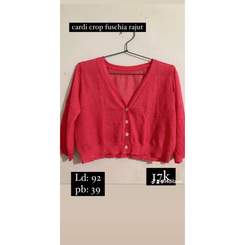 cardigan crop fuschia