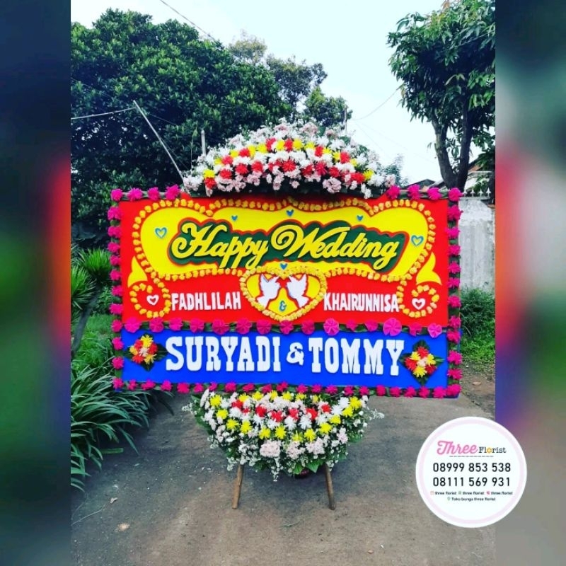 bunga papan wedding / bunga papan wedding jakarta pusat / bunga papan ucapan selamat / bunga papan