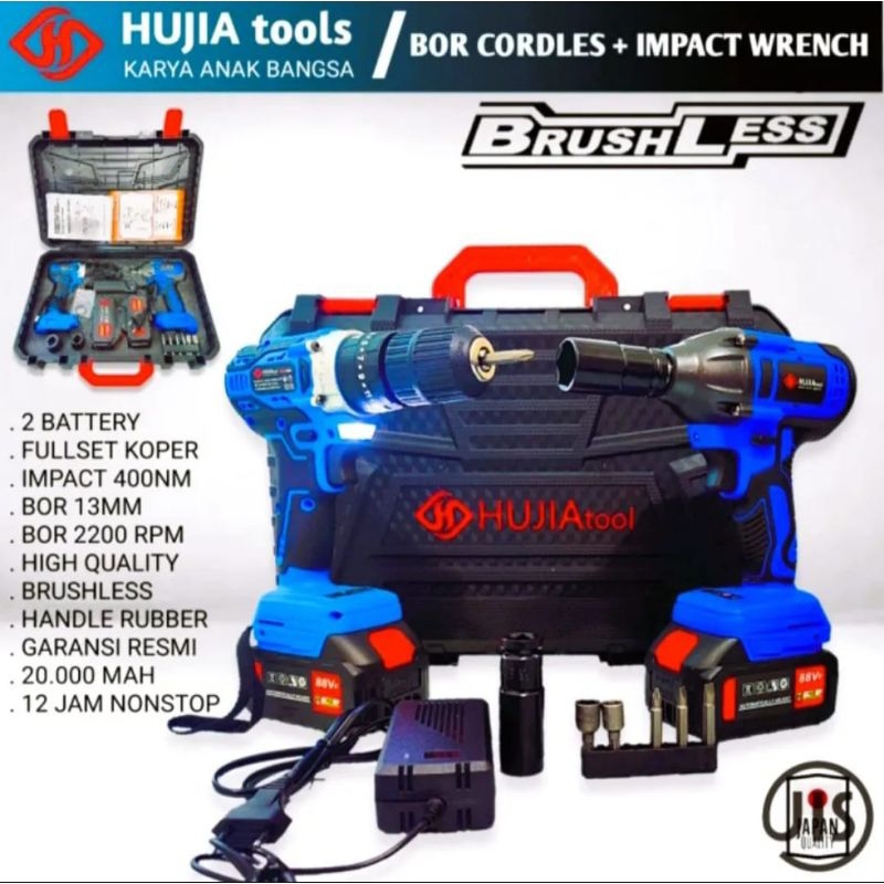 Hujia Paket Hemat Bor 13mm Cordless Dan Impact
Wrench Buka Baut 48vf COD
