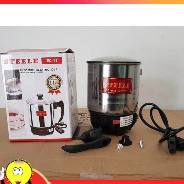 MUG LISTRIK STEELE BERBAGAI UKURAN /  TEKO LISTRIK STAINLESS / Pemanas Air Listrik STEELE / ELECTRIC HEATING CUP