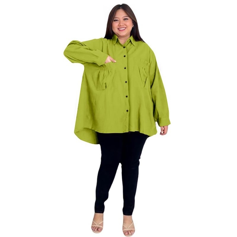 kemeja wanita KK jumbo ld120cm -ld 140cm terbaru/kk kemeja oversize katun