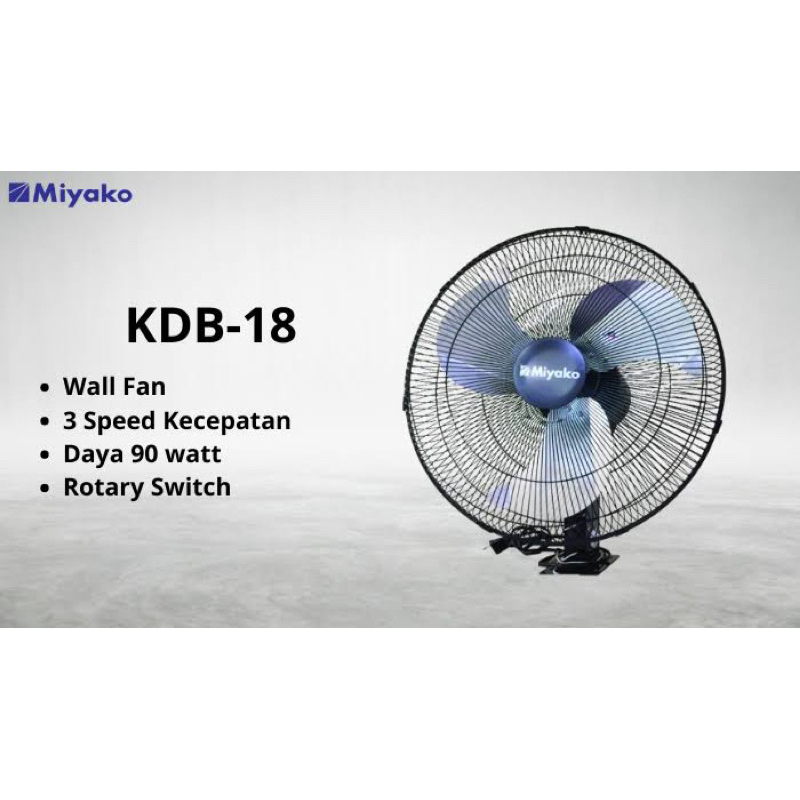 KIPAS ANGIN DINDING BESI MIYAKO KDB 18 / WALLFAN INDUSTRIAL KDB 18 INCH