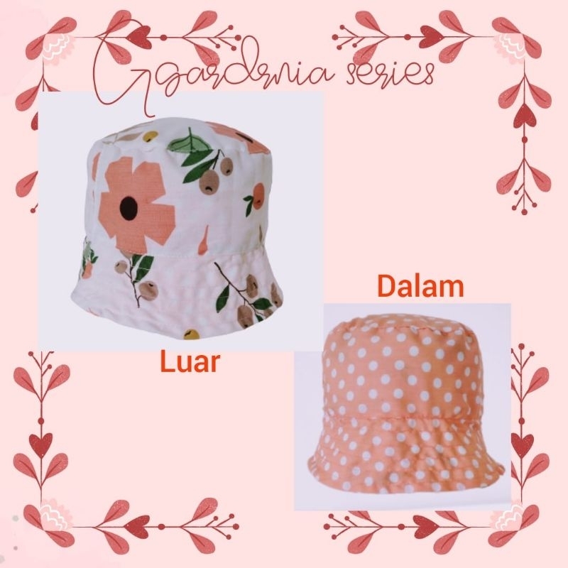 penambahan tali topi buket motif