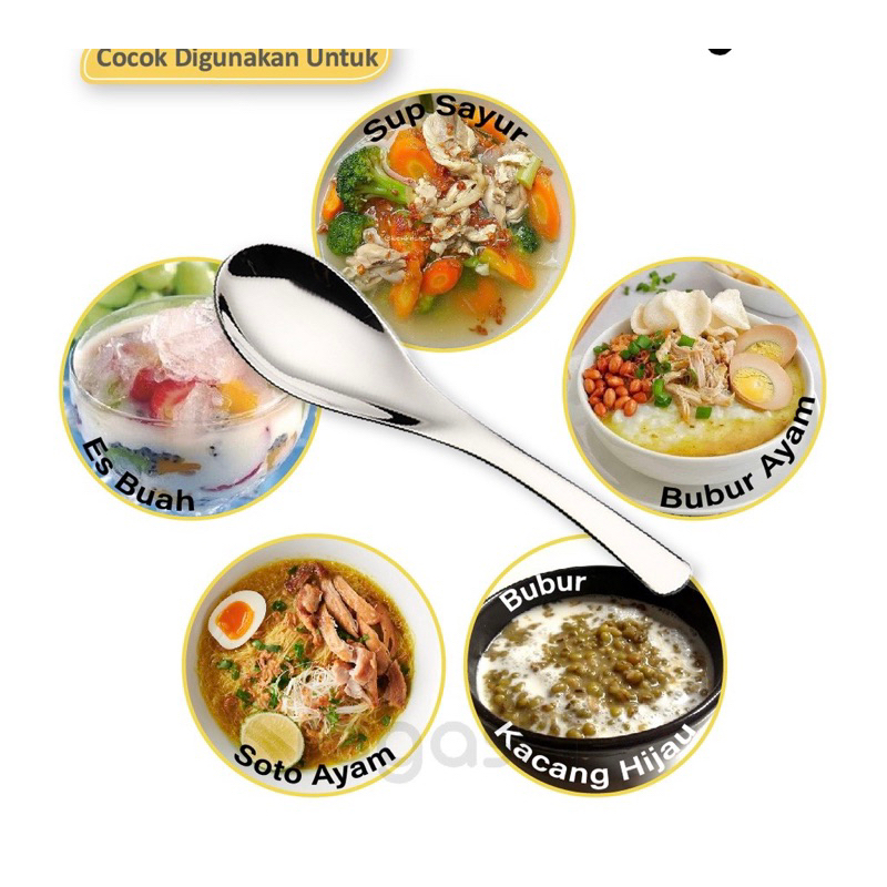 6PCS Duck Spoon Sendok Bebek Stainless Steel - Sendok Bubur Tebal Premium - Sendok Makan Kuah Es buah Serbaguna