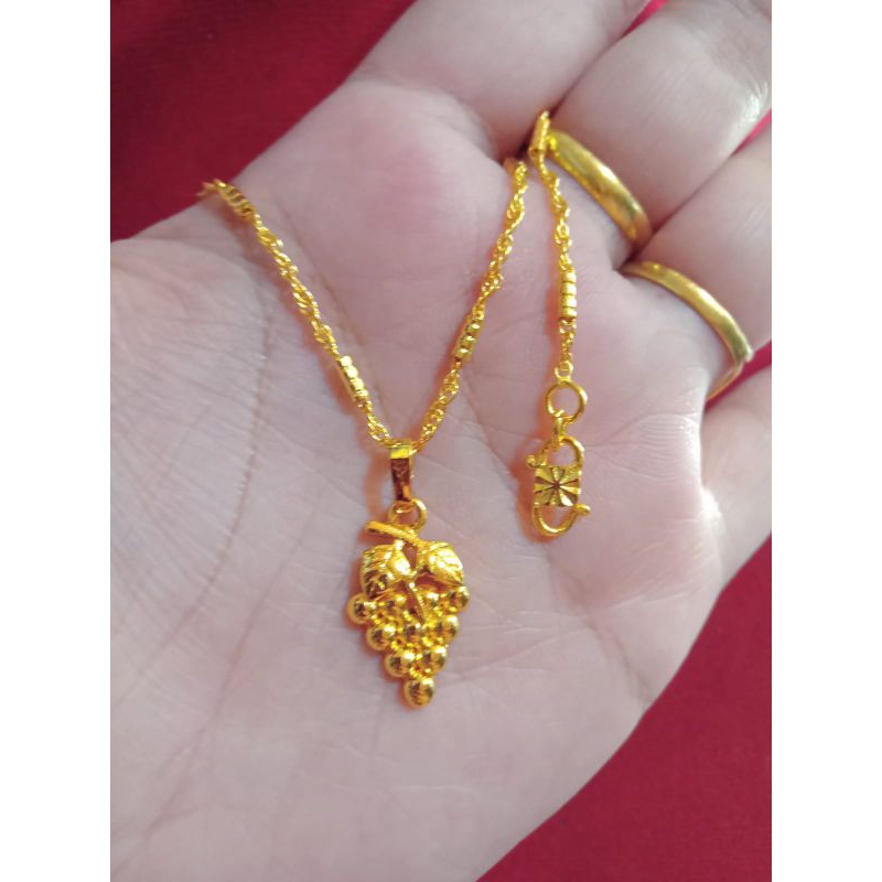 kalung pelintir variasi anggur anak dan dewasa lapis emas 24k