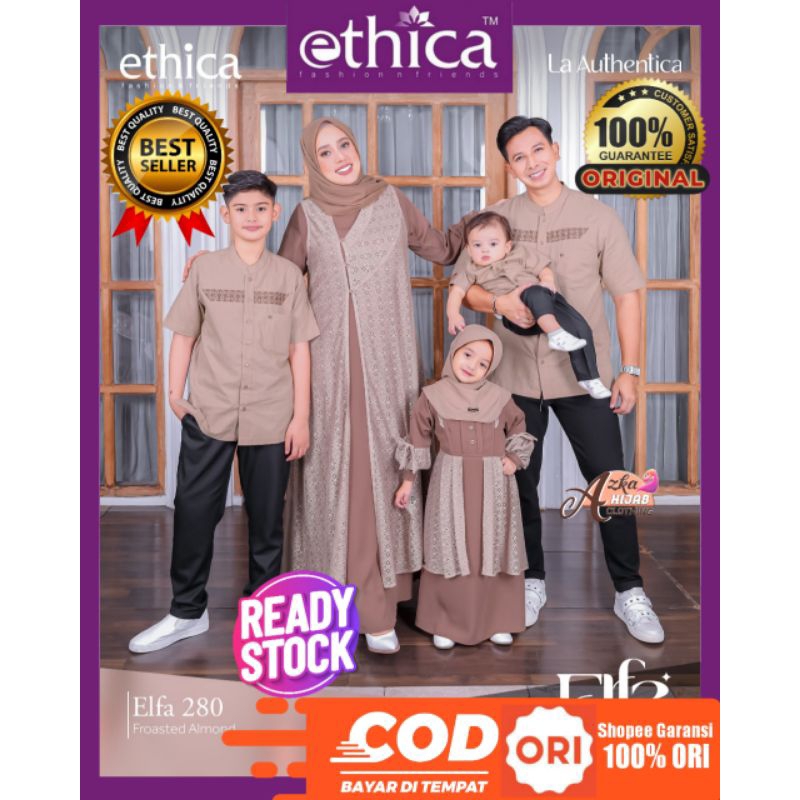 READY STOCK SARIMBIT ETHICA 2023 ELFA 280 FROASTED ALMOND / BAJU COUPLE KELUARGA / BAJU MUSLIM COUPL